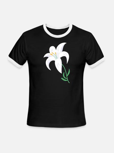 White flower - Men's Ringer T-Shirt - black/white