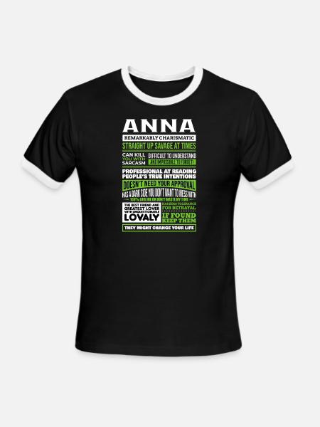 Anna Girl Name Definition - Men's Ringer T-Shirt - black/white