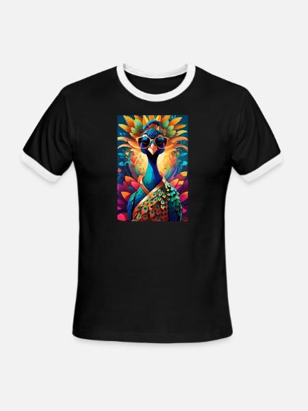 Peacock - Men's Ringer T-Shirt - black/white