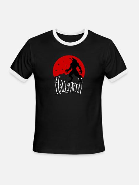 Howling wolf - Men's Ringer T-Shirt - black/white