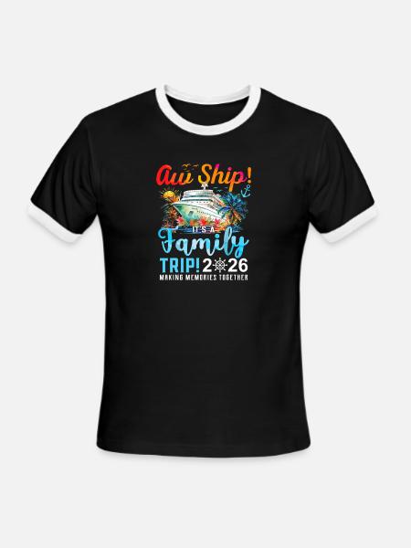 Aui Ship Family Cruise - Men's Ringer T-Shirt - black/white
