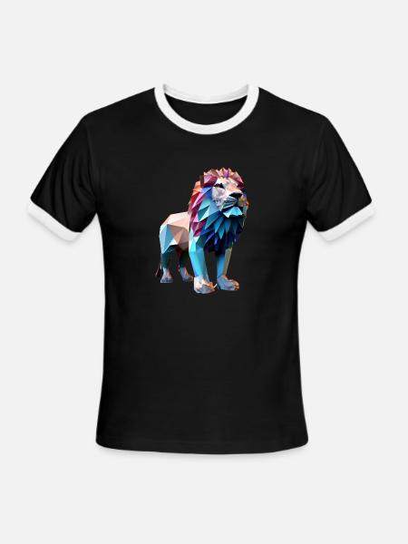 Polygon lions - Men's Ringer T-Shirt - black/white