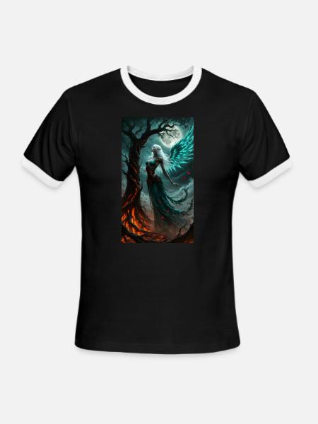 Moonlight Winged Elf - Men's Ringer T-Shirt - black/white