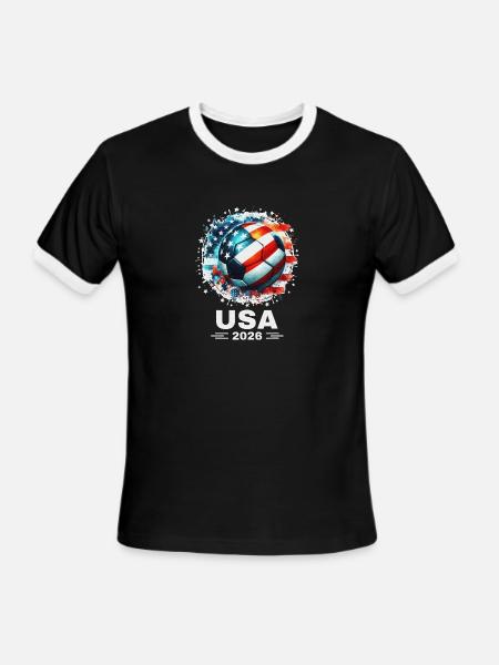 USA Soccer Paint Splash - Men's Ringer T-Shirt - black/white
