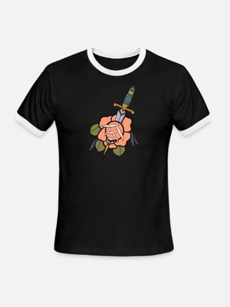 Rose Dagger - Men's Ringer T-Shirt - black/white