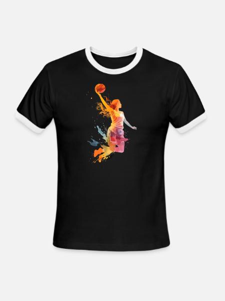 Basketball Girl Women Girls - Men's Ringer T-Shirt - black/white