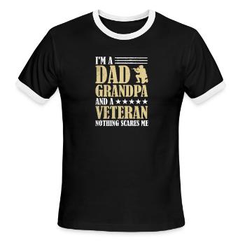 Dad Grandpa Veteran Pride - Men's Ringer T-Shirt - black/white - Front - Jackson (183cm)
