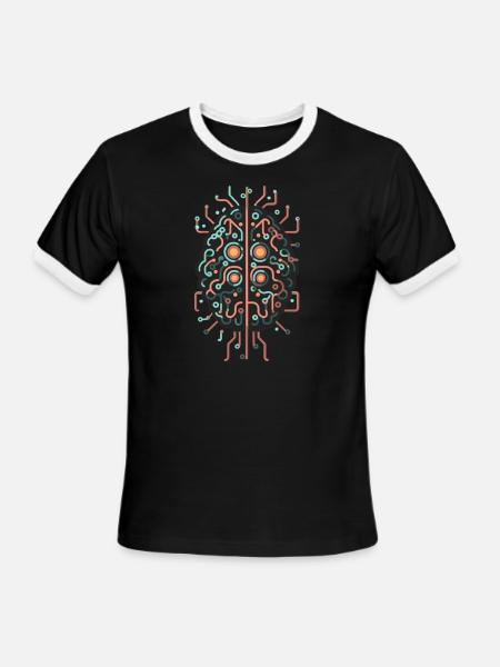 Coding Brain - Men's Ringer T-Shirt - black/white