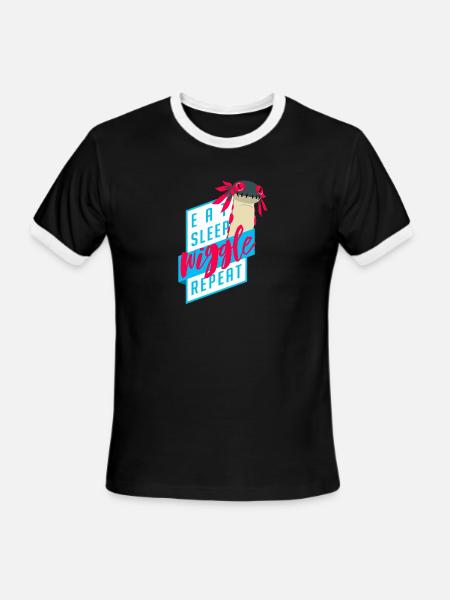 Eat. Sleep. WIGGLE. Repeat. - Monster Hunter - Men's Ringer T-Shirt - black/white