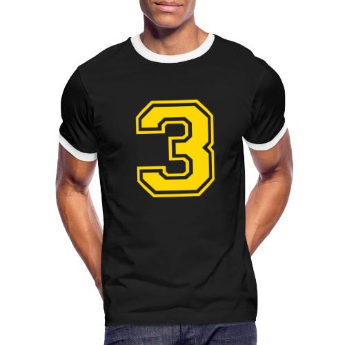 Number 3 in a classic athletic collegiate font - Men's Ringer T-Shirt