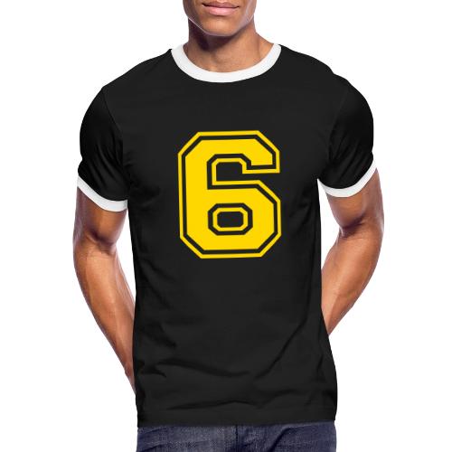 Number 6 in a classic athletic collegiate font - Men's Ringer T-Shirt