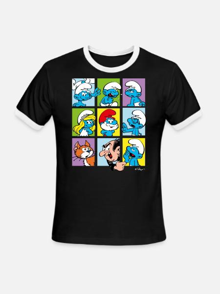 The Smurfs Gift Tiles - Men's Ringer T-Shirt - black/white