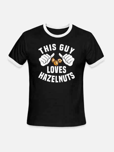 This Guy Loves Hazelnuts - Men's Ringer T-Shirt - black/white