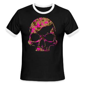 Pink Camo Skull - Men's Ringer T-Shirt - black/white - Front - Jackson (183cm)