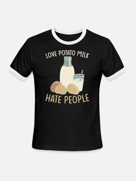 Potato Milk Saying - Men's Ringer T-Shirt - black/white