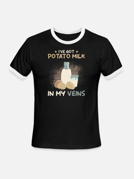 Potato Milk Saying - Men's Ringer T-Shirt - black/white