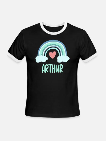 Arthur Name Rainbow Baby - Men's Ringer T-Shirt - black/white