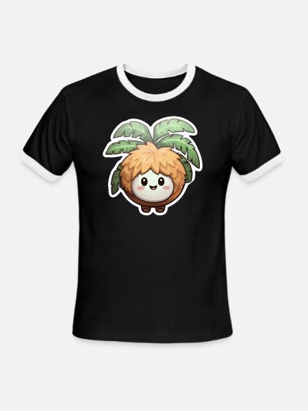 Coconut kawaii - Men's Ringer T-Shirt - black/white