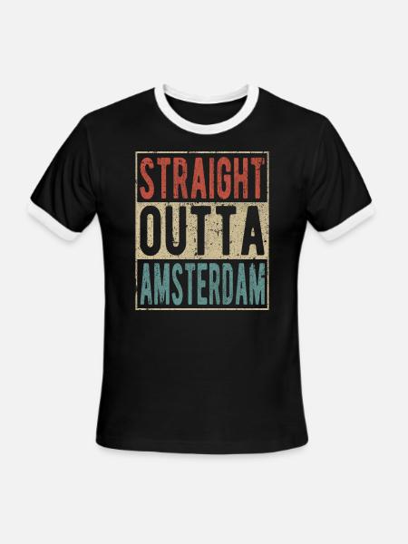 Straight outta Amsterdam - Men's Ringer T-Shirt - black/white