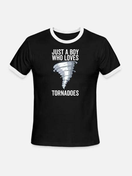 Just a Boy Who Loves Tornadoes - Men's Ringer T-Shirt - black/white