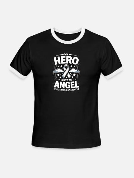 Lung Cancer Awareness Hero Design - Men's Ringer T-Shirt - black/white