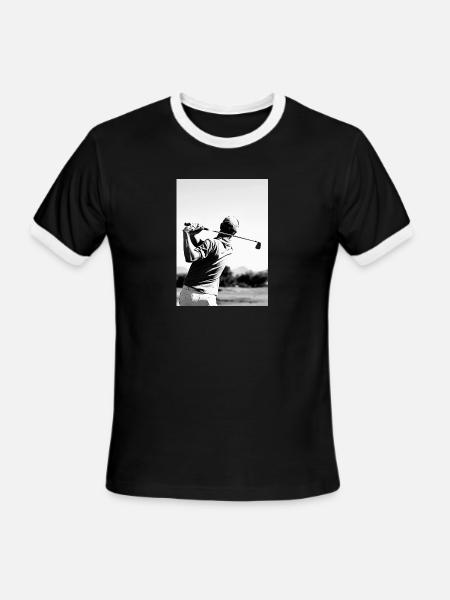 Golf Iron Shot - Men's Ringer T-Shirt - black/white