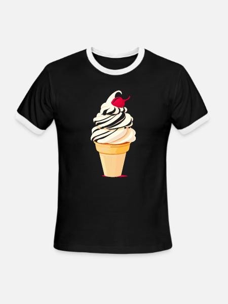 Ice Cream Cone Graphic - Men's Ringer T-Shirt - black/white