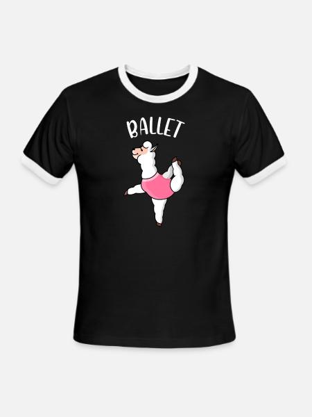 Ballet Alpaca Camel Ladies Gift Motif 1 - Men's Ringer T-Shirt - black/white
