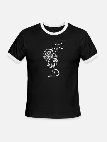 Microphone Karaoke Bar Music Lover Musical Singer - Men's Ringer T-Shirt - black/white