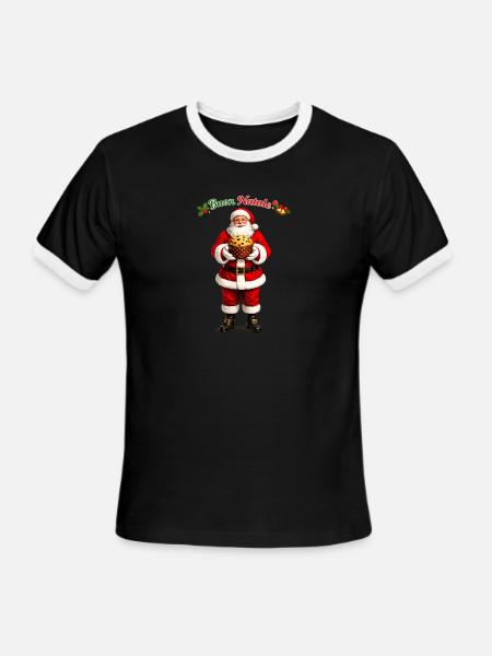 Buon Natale!  Santa Claus and Pannetone! - Men's Ringer T-Shirt - black/white