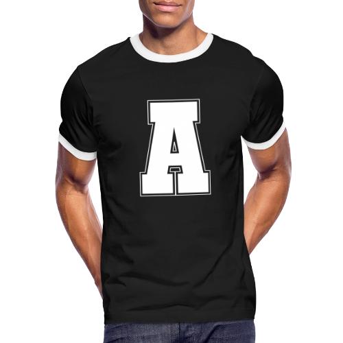 White Letter A – Varsity Alphabet Monogram - Men's Ringer T-Shirt
