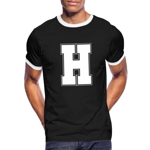 White Letter H – Varsity Alphabet Monogram - Men's Ringer T-Shirt