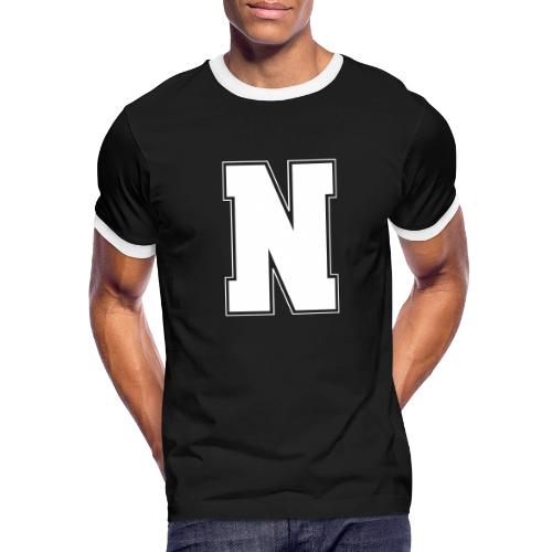 White Letter N – Varsity Alphabet Monogram - Men's Ringer T-Shirt