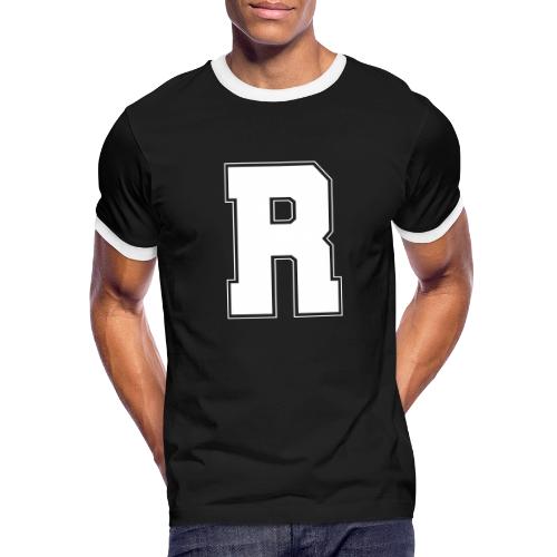 White Letter R – Varsity Alphabet Monogram - Men's Ringer T-Shirt
