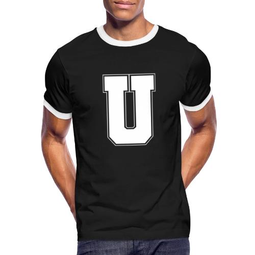 White Letter U – Varsity Alphabet Monogram - Men's Ringer T-Shirt