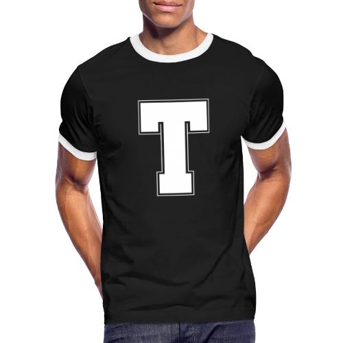 White Letter T – Varsity Alphabet Monogram - Men's Ringer T-Shirt