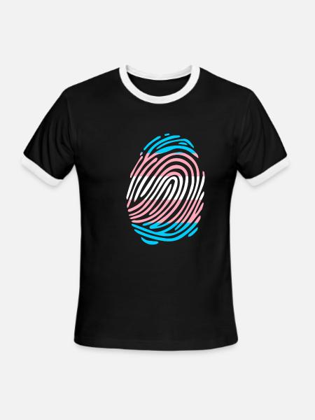 Trans Fingerprint - Men's Ringer T-Shirt - black/white