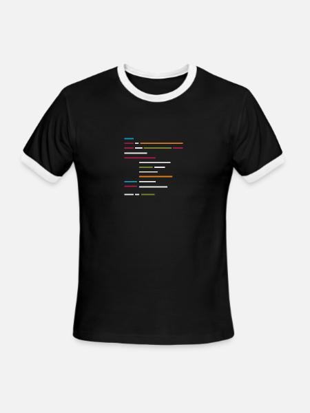 Lines of Code on Dark Mode for Programming Lovers - Men's Ringer T-Shirt - black/white