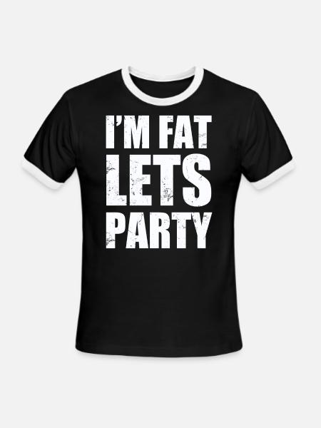 im_fat_lets_party - Men's Ringer T-Shirt - black/white
