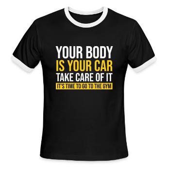 Your Body Is Your Car Take Care Of It - Men's Ringer T-Shirt - black/white - Front - Jackson (183cm)