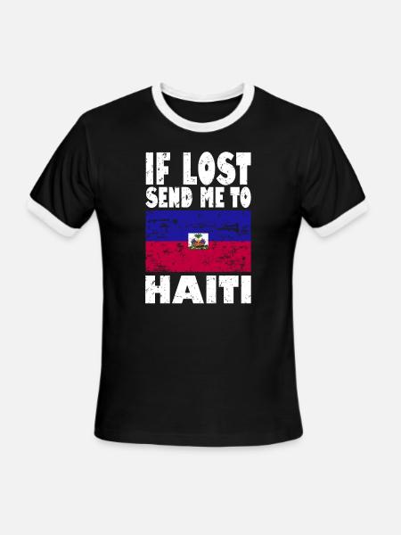Haiti Flag Saying - Men's Ringer T-Shirt - black/white