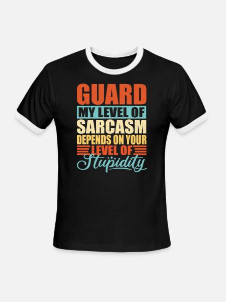 Guard sarcasm Guard - Men's Ringer T-Shirt - black/white