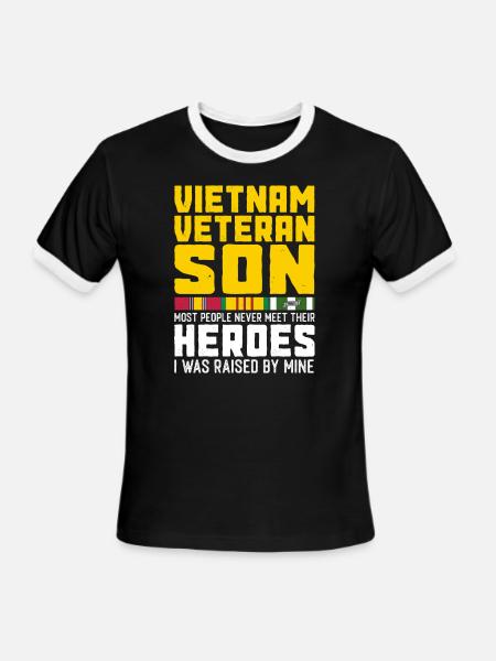 Vietnam Veterans Son Gift Proud Military Dad - Men's Ringer T-Shirt - black/white