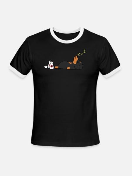 Dachshund Sake Drunk - Men's Ringer T-Shirt - black/white