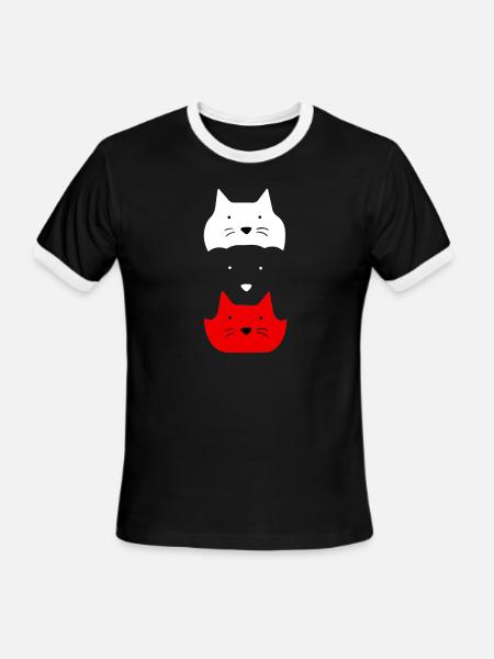 Cute Cats and Dog - Men's Ringer T-Shirt - black/white