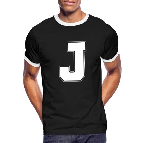 White Letter J – Varsity Alphabet Monogram - Men's Ringer T-Shirt