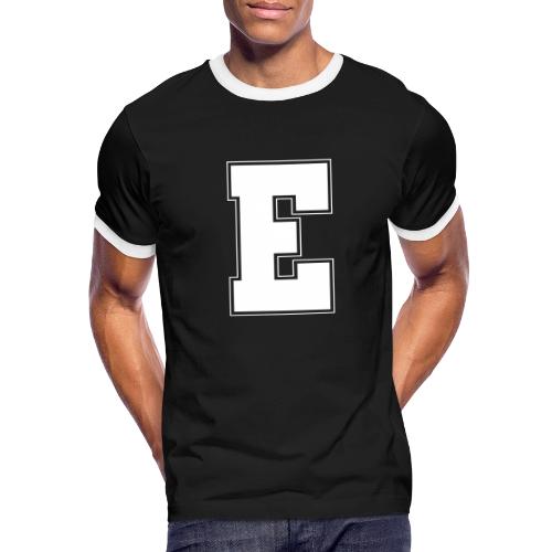 White Letter E – Varsity Alphabet Monogram - Men's Ringer T-Shirt