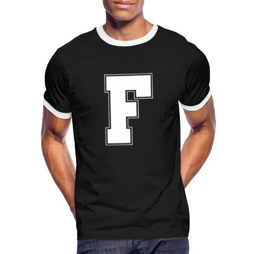 White Letter F – Varsity Alphabet Monogram - Men's Ringer T-Shirt