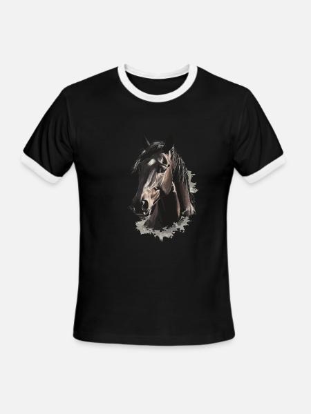 Horse - Men's Ringer T-Shirt - black/white