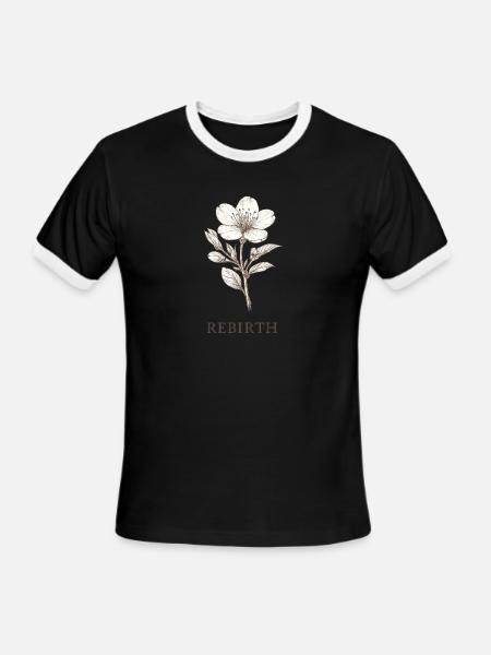 Rebirth Floral Sketch - Men's Ringer T-Shirt - black/white